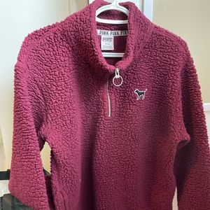 Maroon Sherpa Quarter Zip Sweater